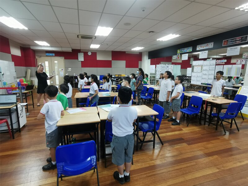 Primary School students warming up for the Big Sing event