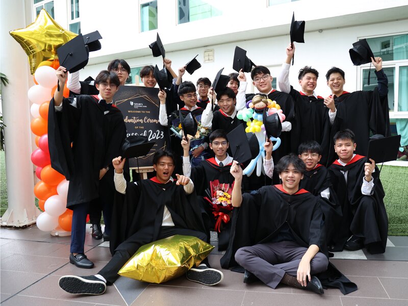 Year 11 students celebrating their graduation