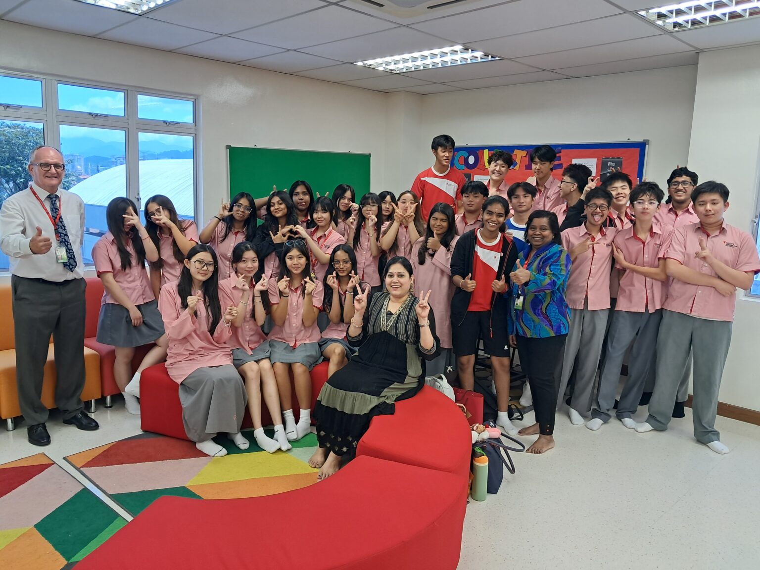 Group of students and teachers celebrating teamwork at the Taylor’s Entrepreneurship Challenge, Taylor’s International School KL