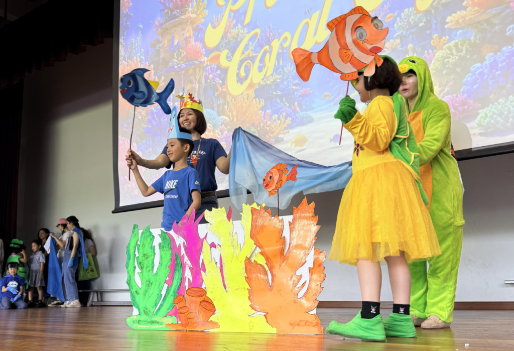 Students in colourful sea creature costumes perform during Ocean Week 2026 at Taylor’s International School Puchong, celebrating marine life and ocean conservation.
